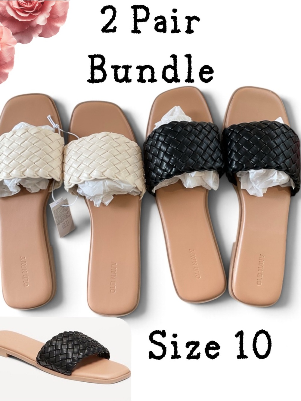 Old Navy Bundle of 2 Pair of Slides Size 10